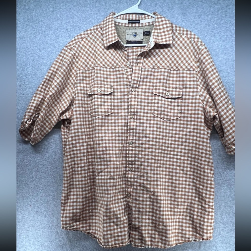 Black Brown 1826 Men's Brown Checkered Casual Button Down Shirt